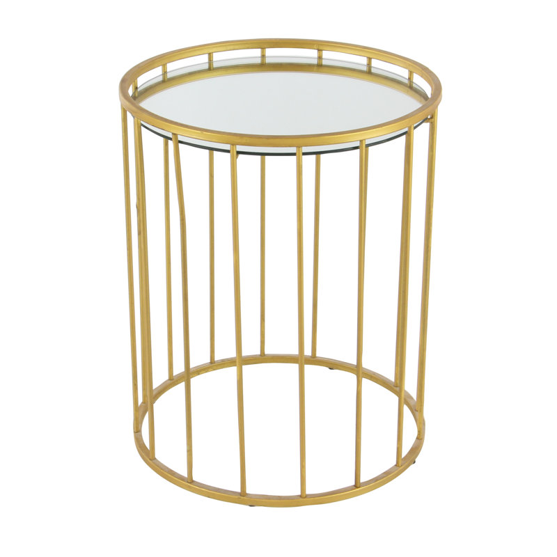 Sleek Gold Metal & Mirrored Glass Round Nesting Tables - Set of 3