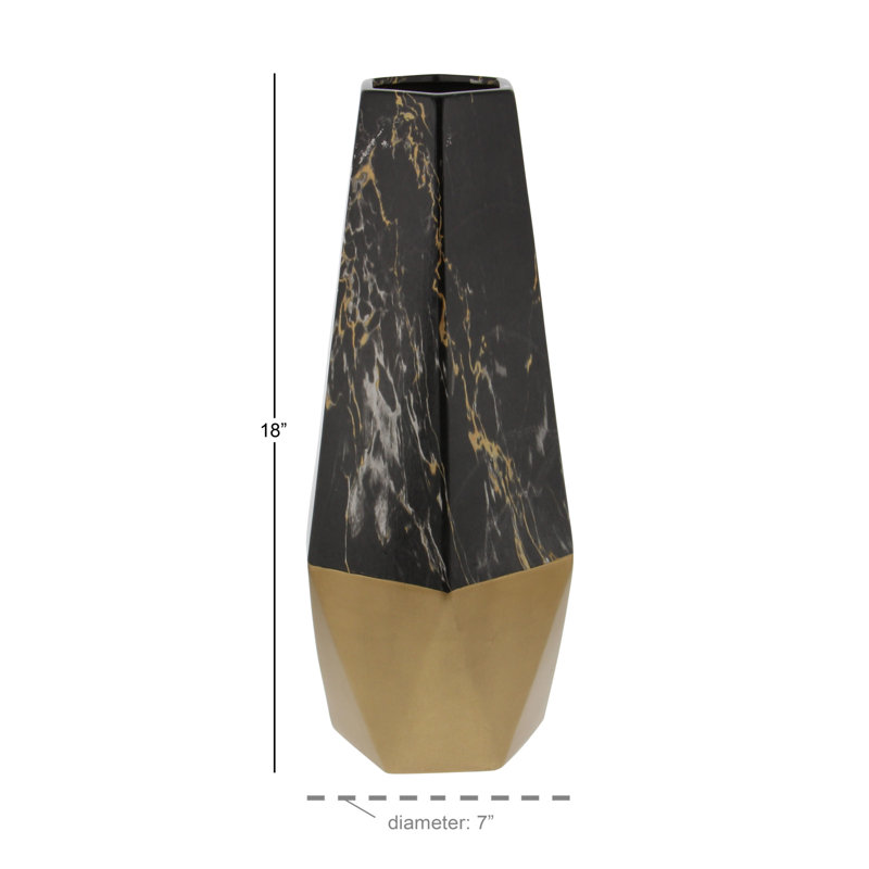 Dark Gray Faux Marble Ceramic Bud Vase 18" x 8"