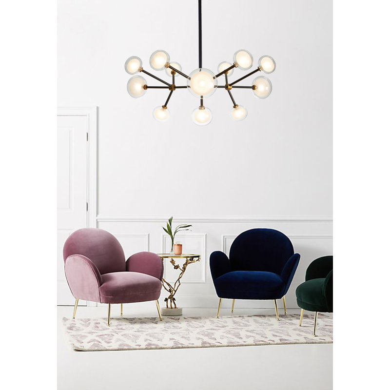 Bronze 13-Light Sputnik Chandelier with Glass Globes