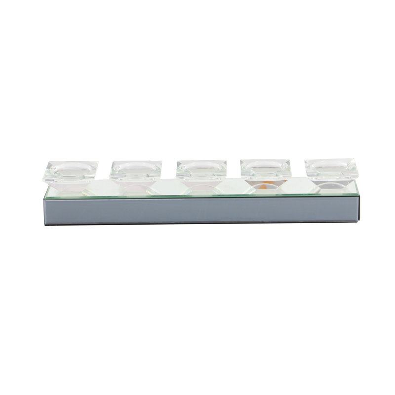 Silver Mirrored Glass 5-Holder Tabletop Candelabra