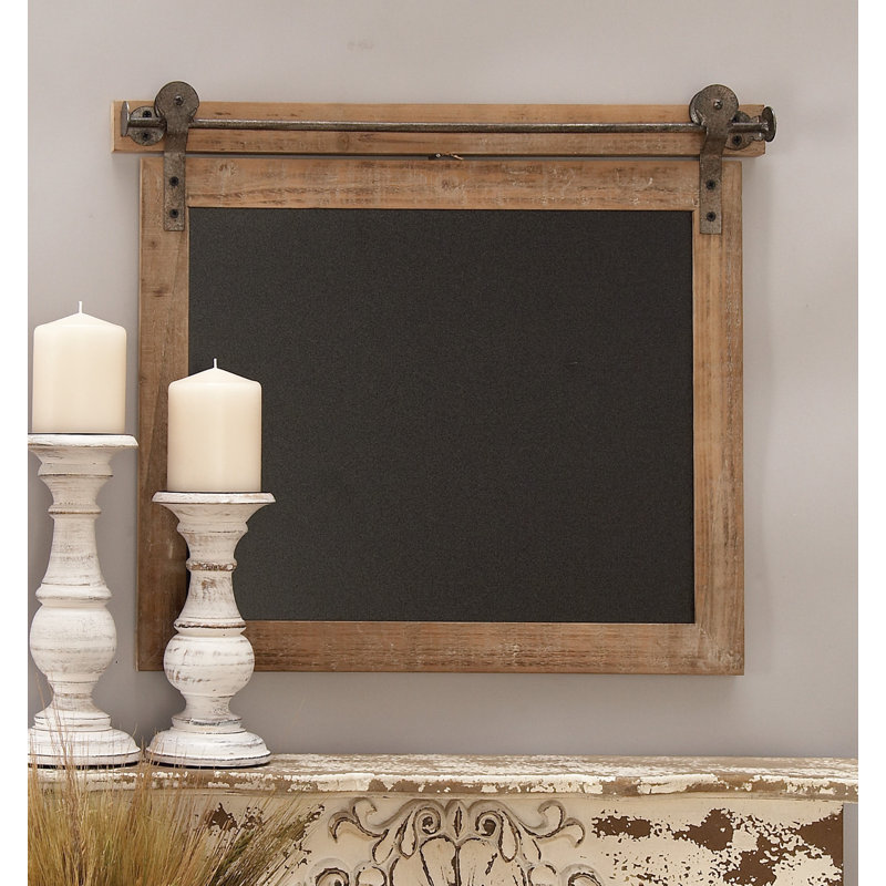 Rustic Brown Wood and Iron 21" Wall Chalkboard Decor