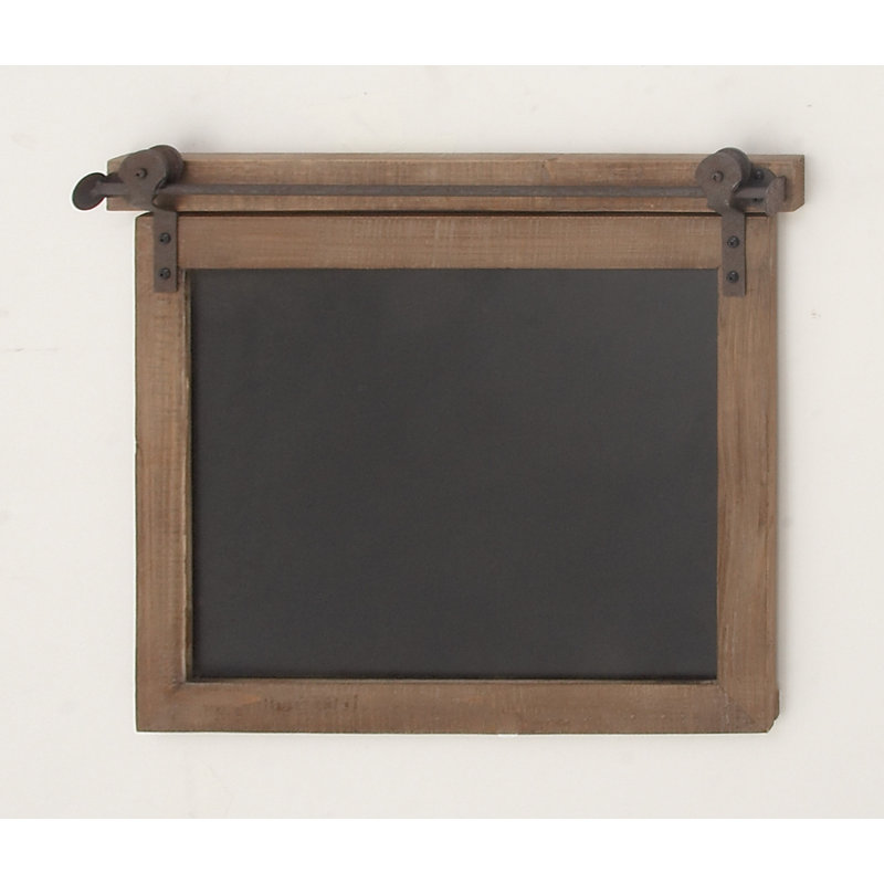 Rustic Brown Wood and Iron 21" Wall Chalkboard Decor
