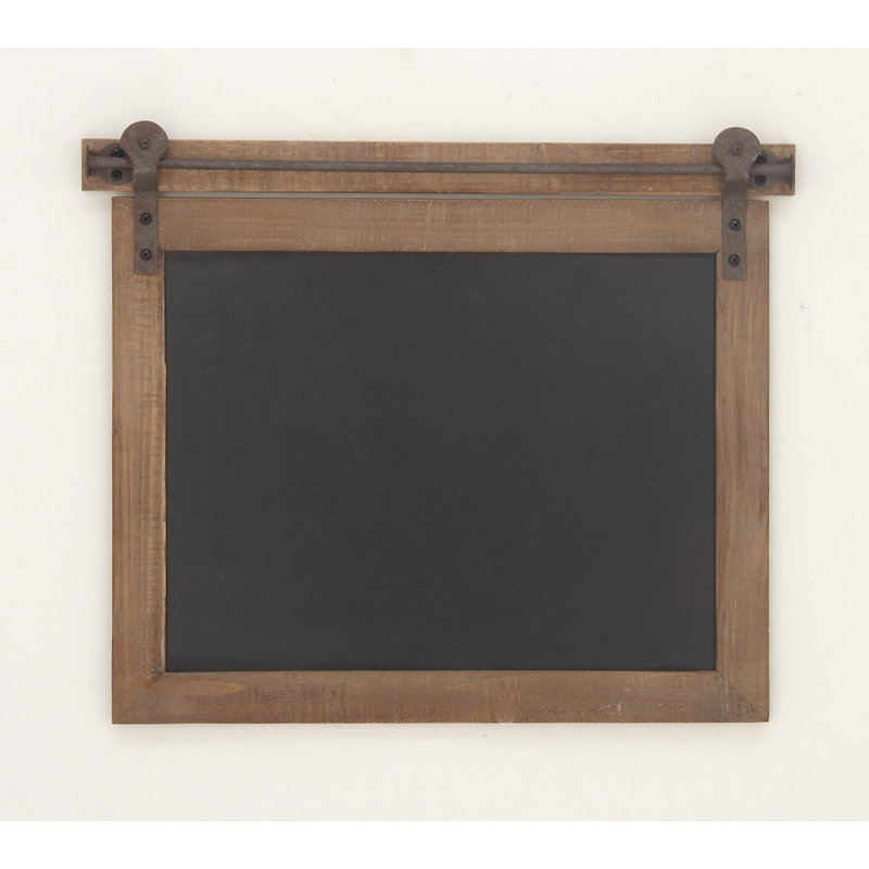 Rustic Brown Wood and Iron 21" Wall Chalkboard Decor