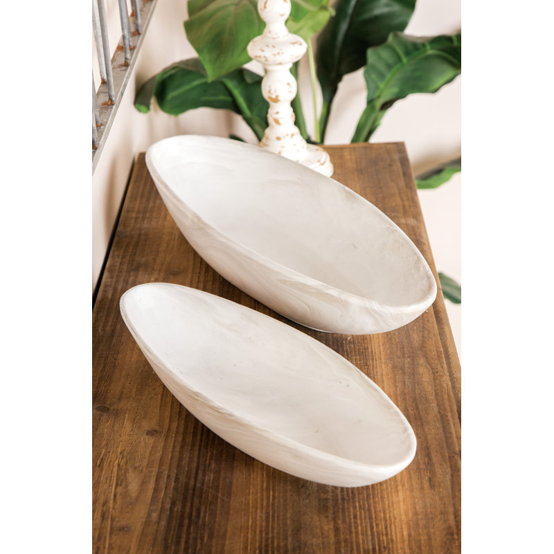 CosmoLiving Minimalist White Porcelain Oval Planter Set, 24"x10"