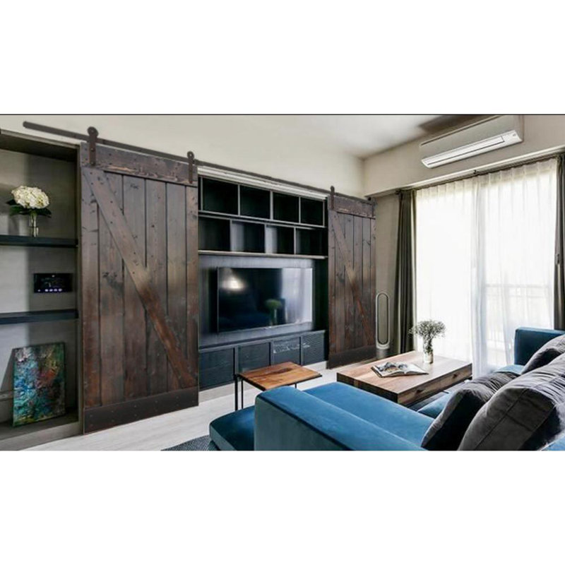 Dark Coffee Solid Pine 84'' Barn Door with Hardware Kit