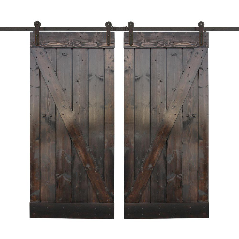 Dark Coffee Solid Pine 84'' Barn Door with Hardware Kit
