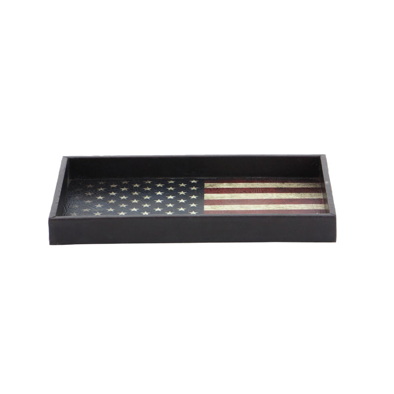 Rustic Elegance Patriotic American Flag Serving Tray Set, Red/White/Blue, 3-Pack