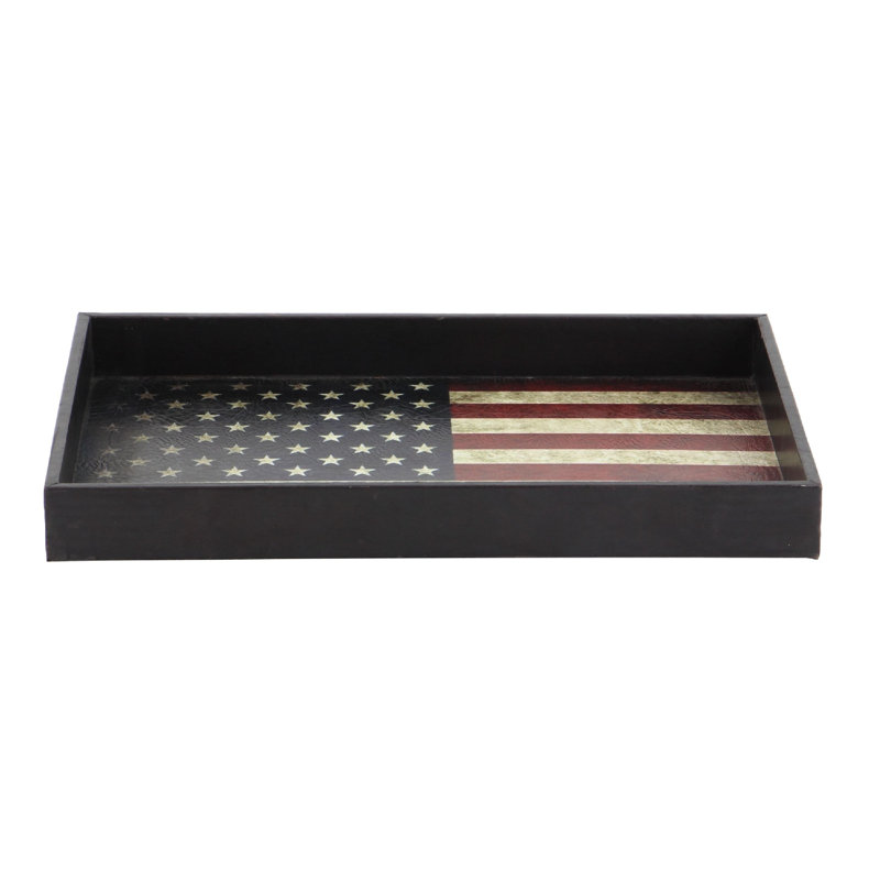 Rustic Elegance Patriotic American Flag Serving Tray Set, Red/White/Blue, 3-Pack