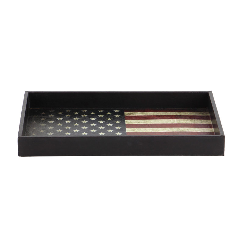 Rustic Elegance Patriotic American Flag Serving Tray Set, Red/White/Blue, 3-Pack