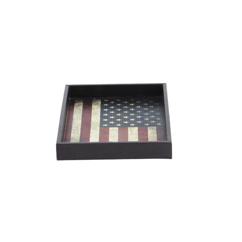 Rustic Elegance Patriotic American Flag Serving Tray Set, Red/White/Blue, 3-Pack
