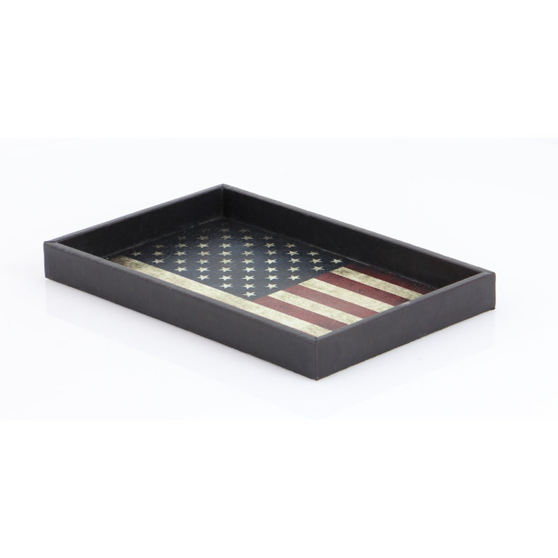 Rustic Elegance Patriotic American Flag Serving Tray Set, Red/White/Blue, 3-Pack