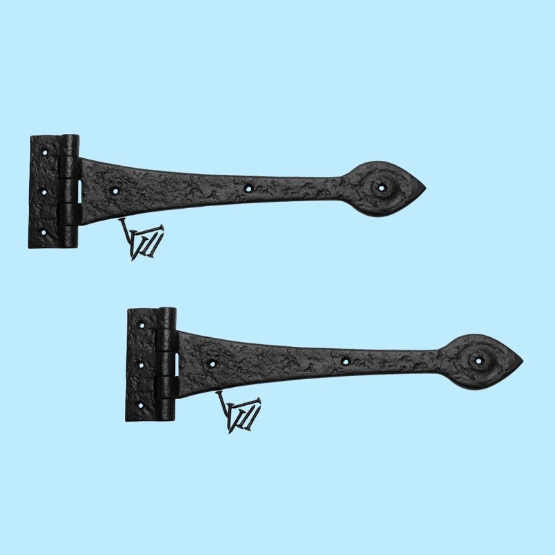 Black Wrought Iron Spade Strap Hinges for Gates