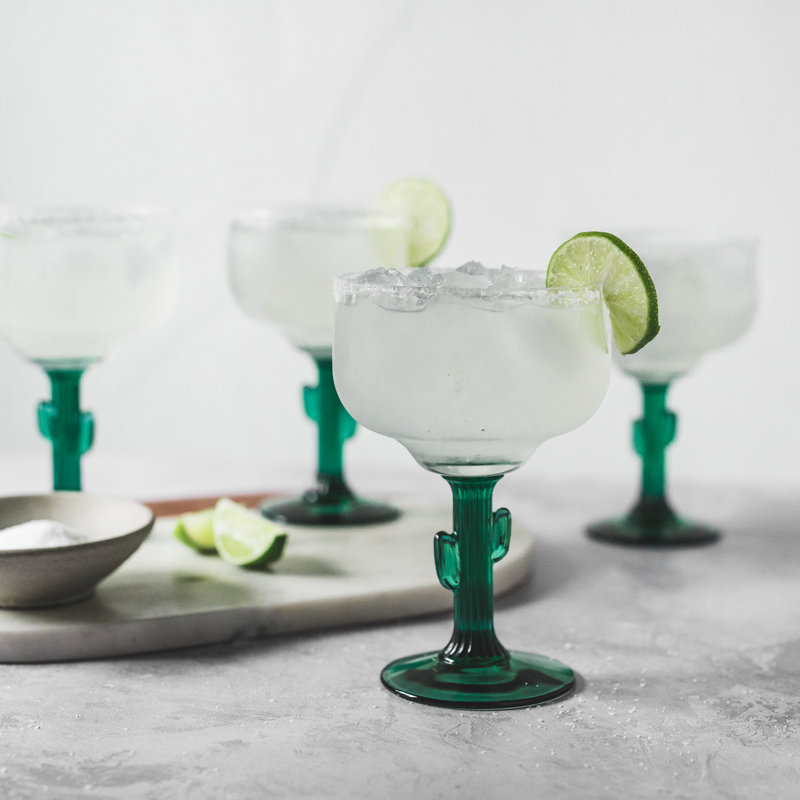 Libbey Green Stem Cactus Margarita Glasses, Set of 4