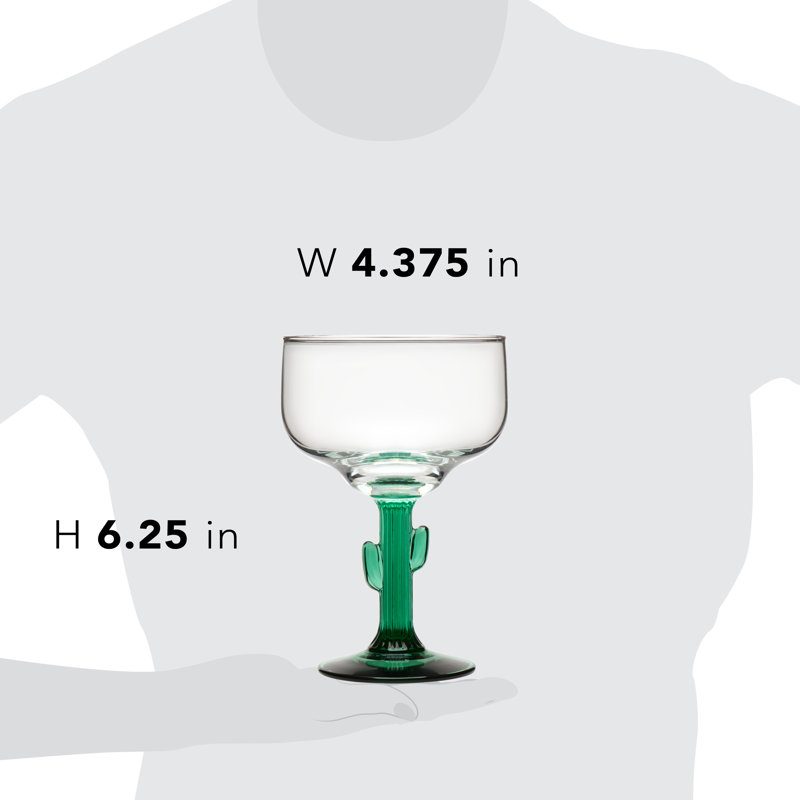 Libbey Green Stem Cactus Margarita Glasses, Set of 4