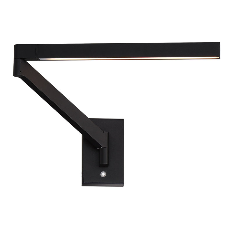 Joziah Black Aluminum LED Swing Arm Sconce with White Diffuser