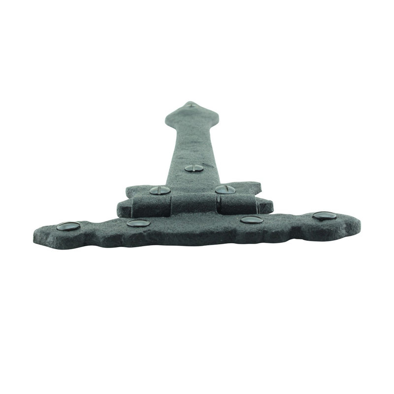 9" Black Wrought Iron Spear Tip Strap Hinge
