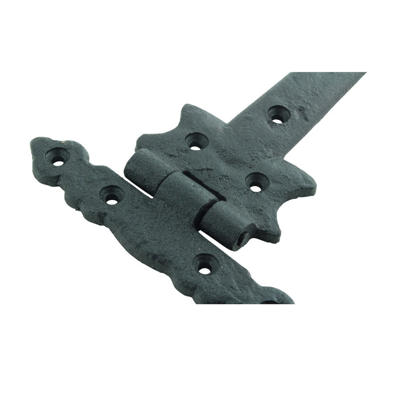 9" Black Wrought Iron Spear Tip Strap Hinge