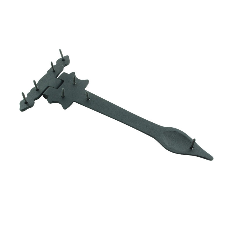 9" Black Wrought Iron Spear Tip Strap Hinge