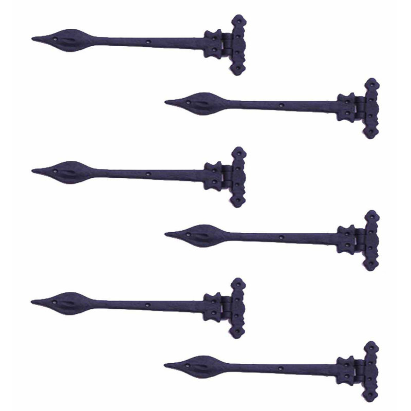 9" Black Wrought Iron Spear Tip Strap Hinge