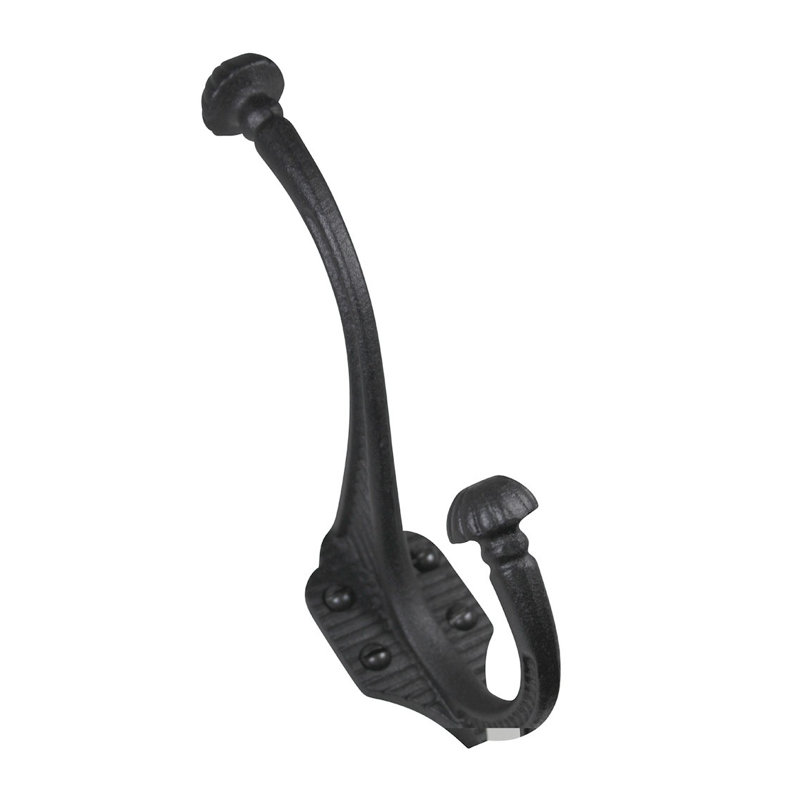 Black Wrought Iron Double Wall Mounted Robe Hook