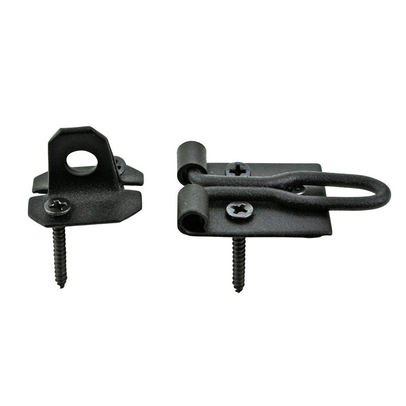 Black Wrought Iron Cabinet Door Hasp Lock Set