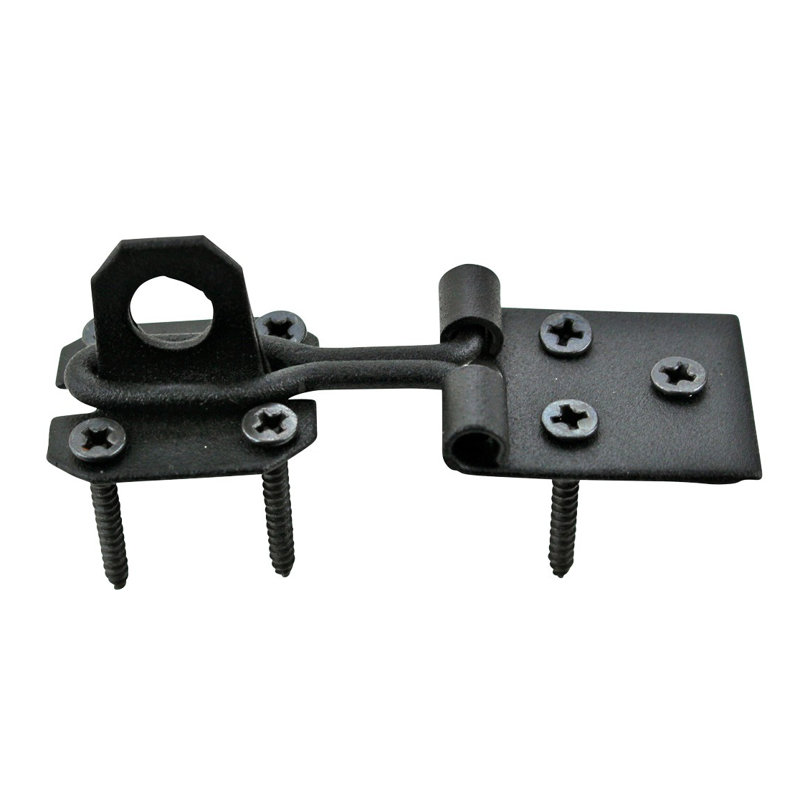 Black Wrought Iron Cabinet Door Hasp Lock Set