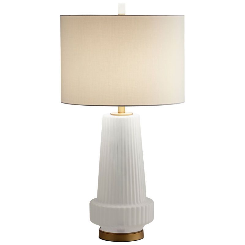 Mila Aged Brass 2-Light Table Lamp with White Shade