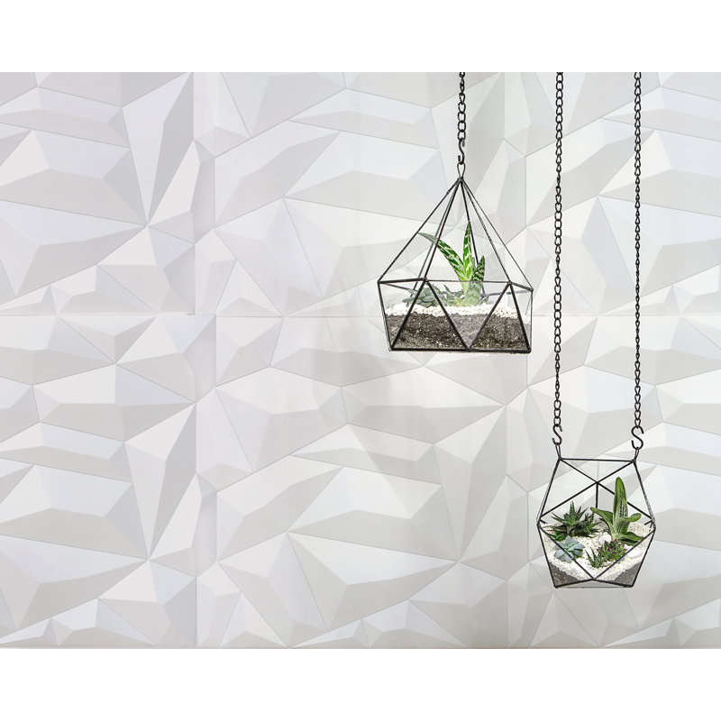 Glacier White 24" x 24" Geometric Vinyl Interlocking Wall Paneling, 6-Pack
