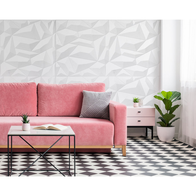 Glacier White 24" x 24" Geometric Vinyl Interlocking Wall Paneling, 6-Pack