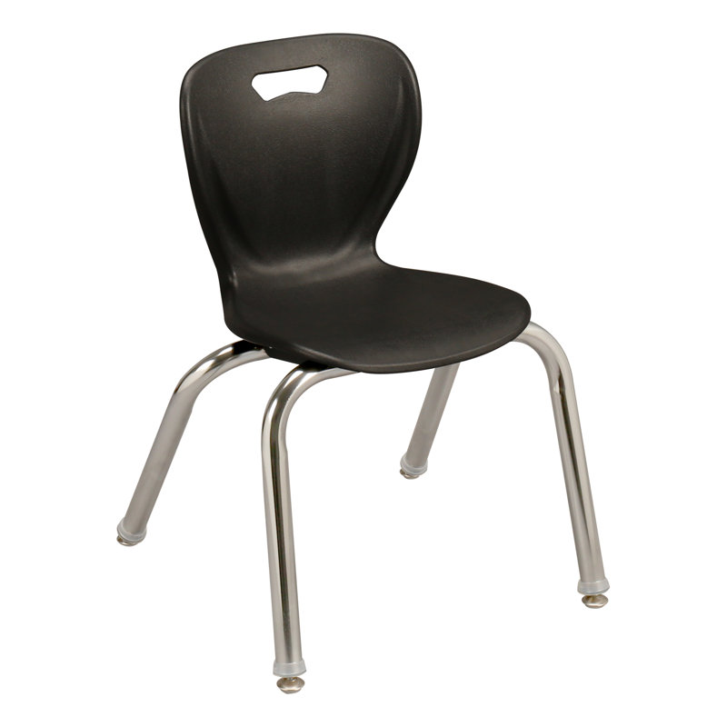 Black Plastic Stacking Classroom Chairs with Chrome Legs, Set of 4