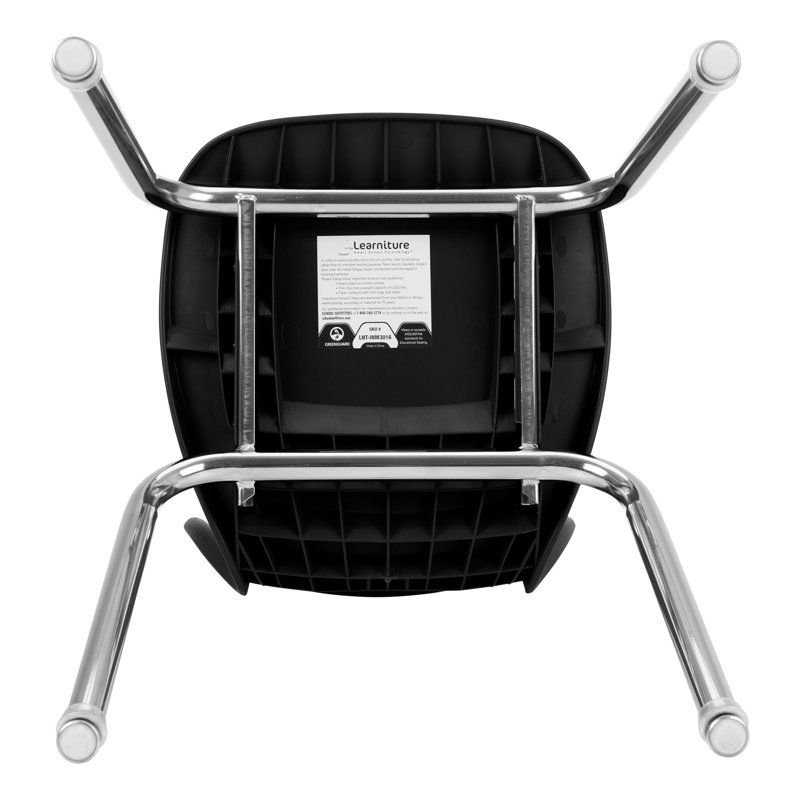 Black Plastic Stacking Classroom Chairs with Chrome Legs, Set of 4