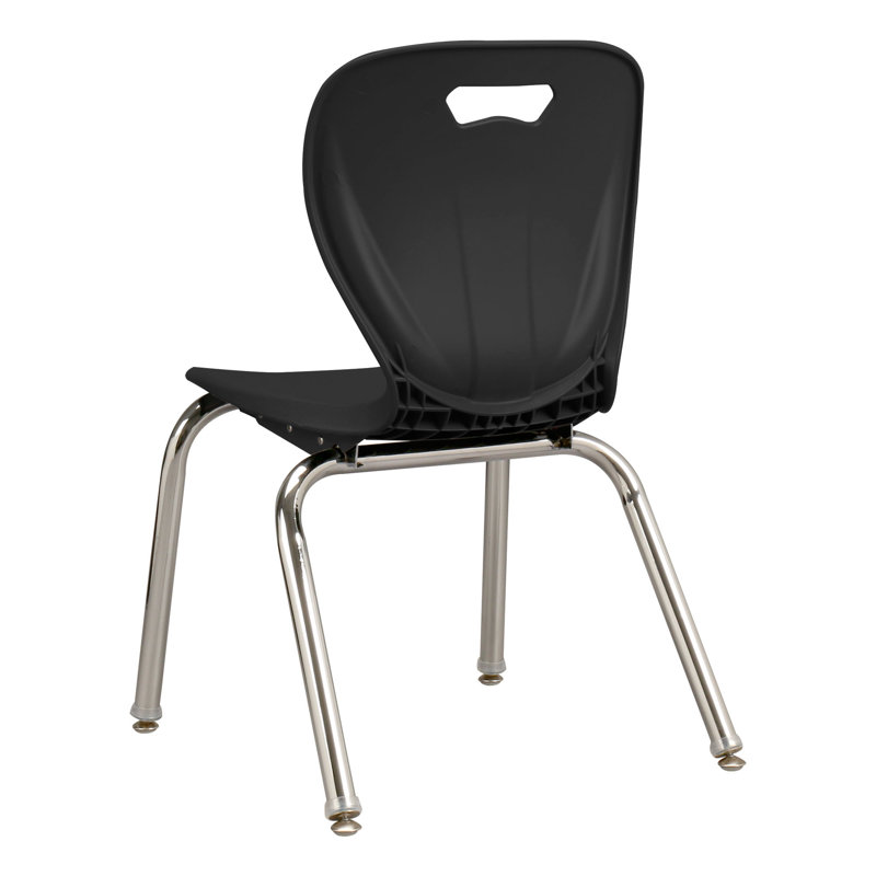 Black Plastic Stacking Classroom Chairs with Chrome Legs, Set of 4