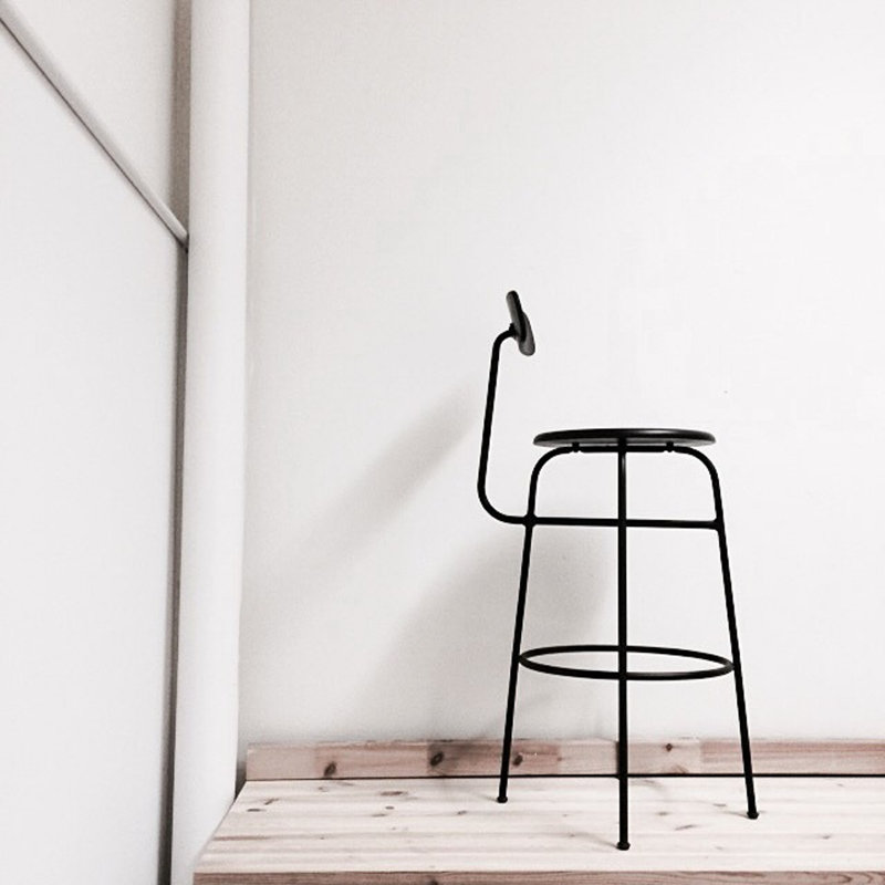 Afteroom Minimalist Black MDF & Powder-Coated Steel Counter Stool