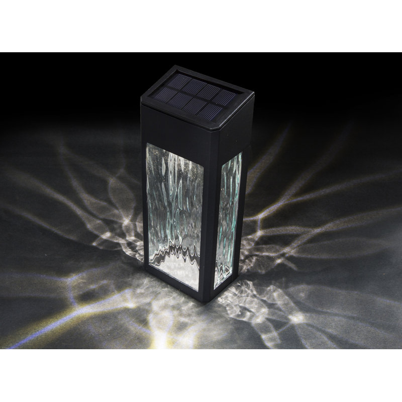 Black Aluminum Solar LED Deck and Wall Lights, Set of 2