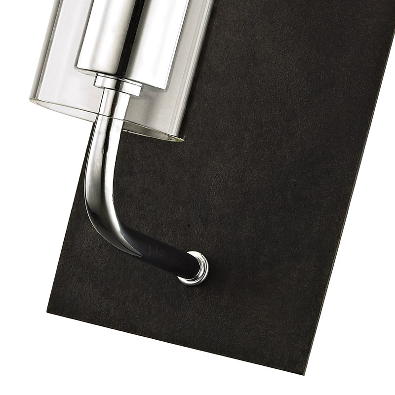 Vintage Iron Black Glass Shade Wall Sconce