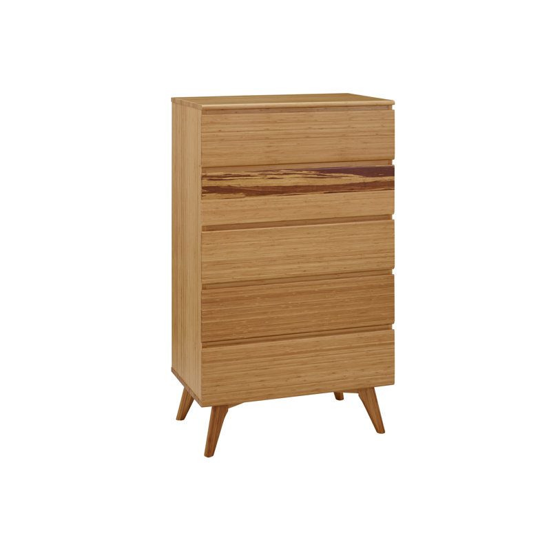 Caramelized Bamboo 5-Drawer Lingerie Chest with Soft Close Dovetail Drawers