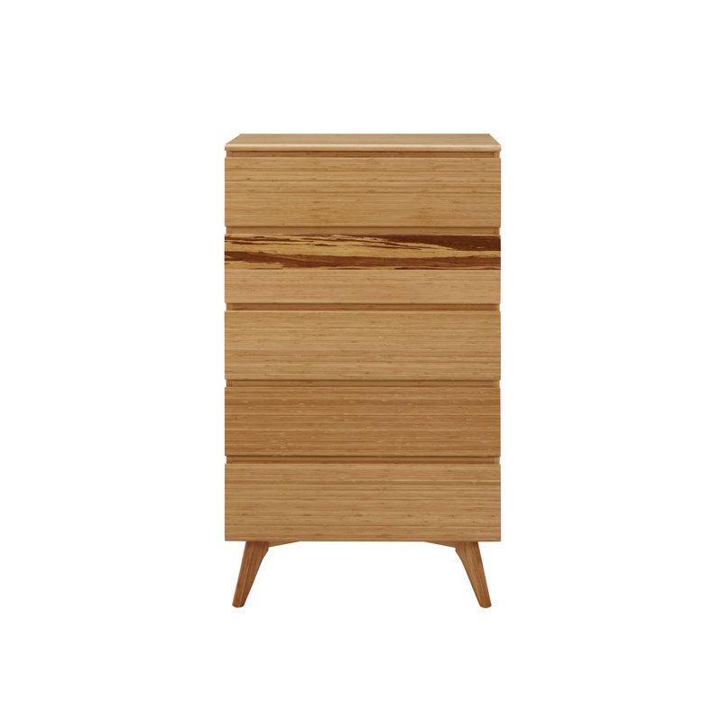 Caramelized Bamboo 5-Drawer Lingerie Chest with Soft Close Dovetail Drawers