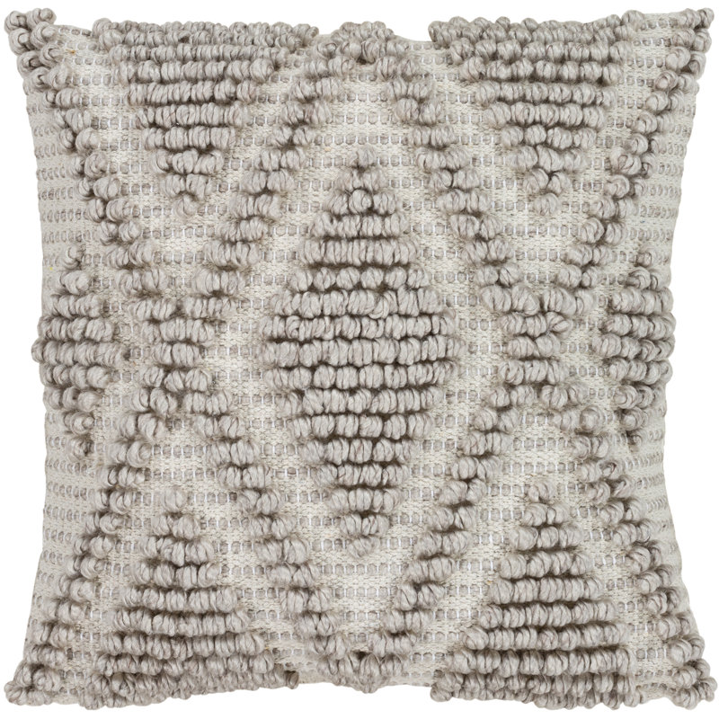 Anders 20" Square Cream and Gray Embroidered Pillow