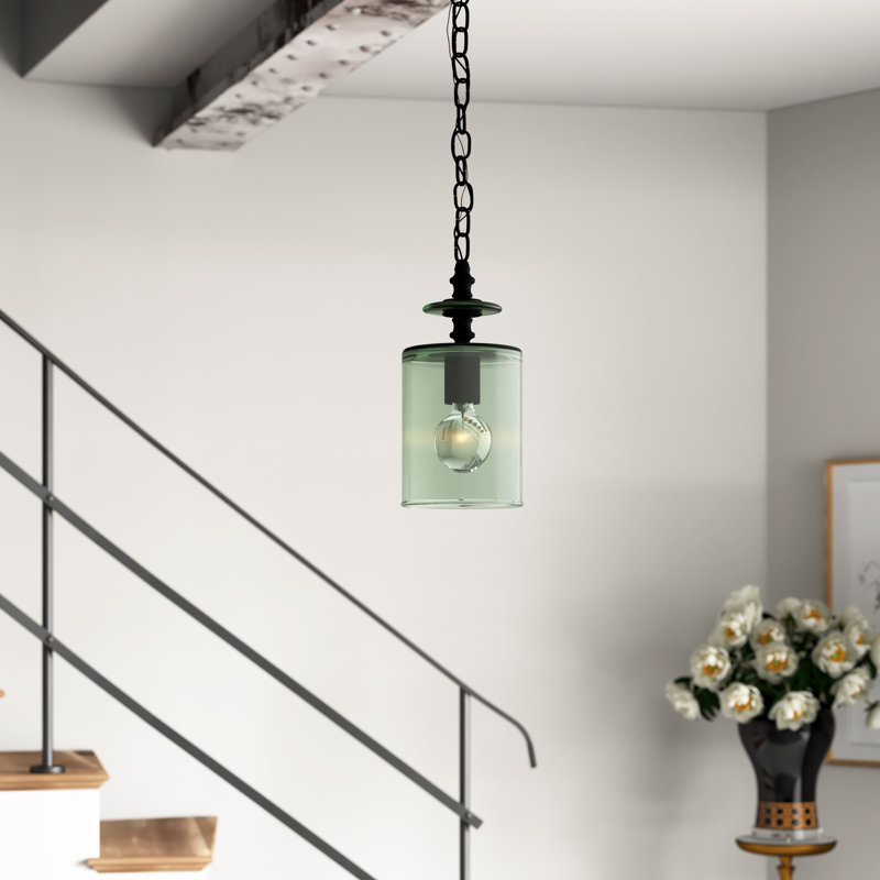 Panorama Satin Black 1-Light Industrial Mini Pendant