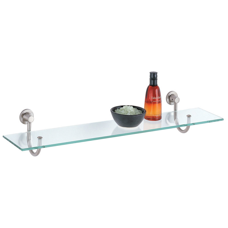 Elegant Nickel Finish 33" Glass Wall Shelf