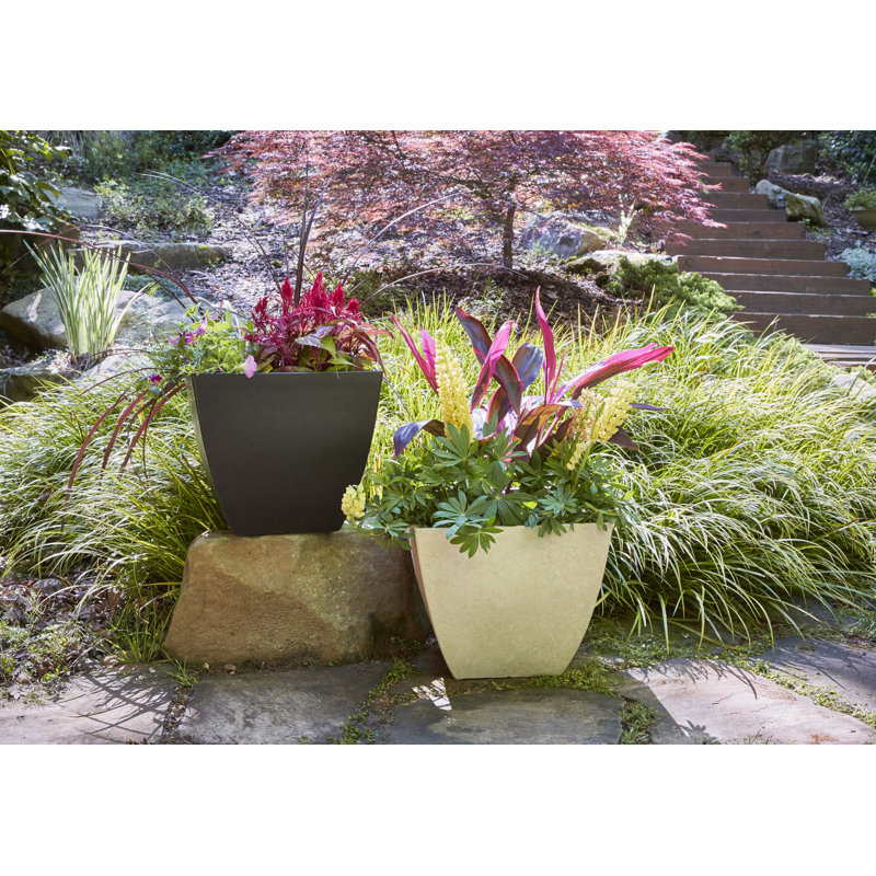 Large Coffee Square Outdoor Planter with UV Resistance