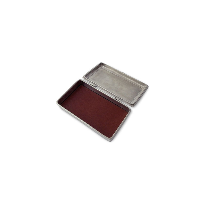 Handmade Pewter Rectangle Lidded Box with Leather