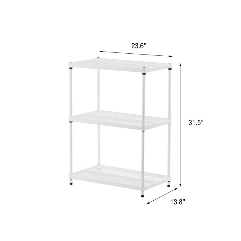 MeshWorks 3-Tier Adjustable White Metal Utility Shelving Unit