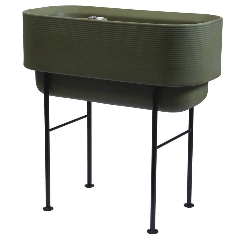 Olive Green High-Density Polyethylene Self-Watering Elevated Planter