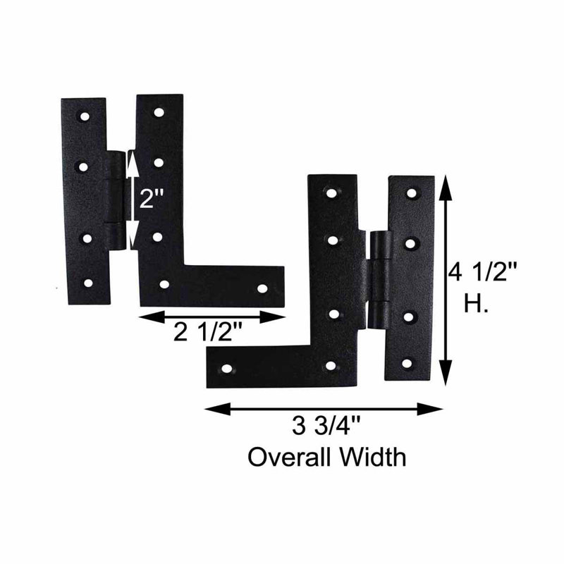 Black Wrought Iron Offset H-L Cabinet Hinges