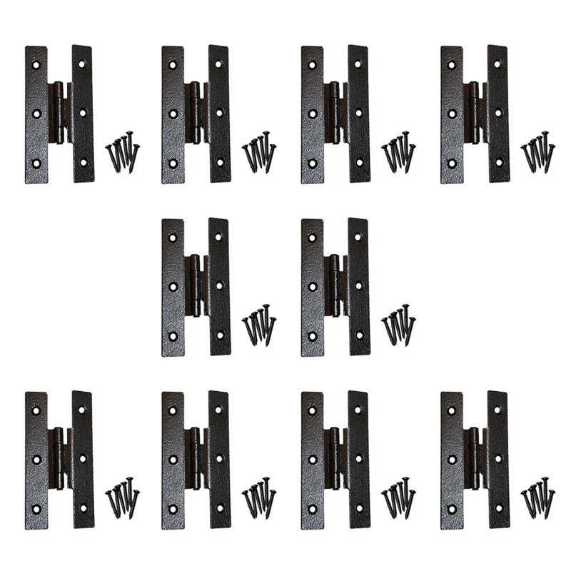 Black Wrought Iron 3.5" Offset H Cabinet Hinges Pack of 10