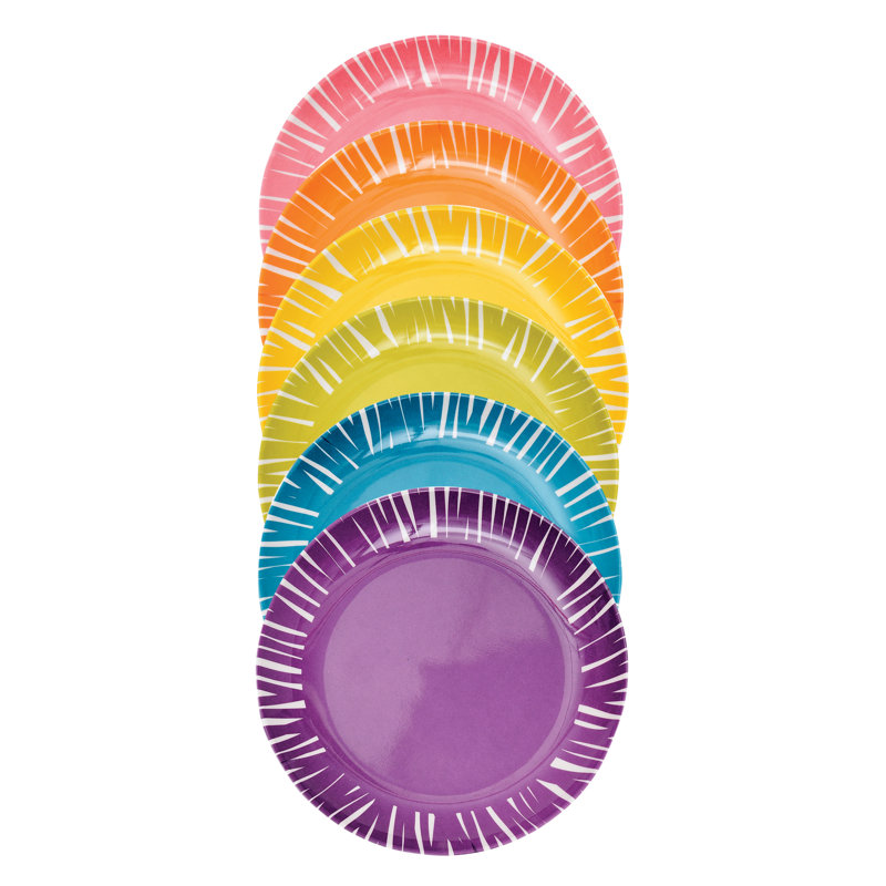 Colorful Abstract Melamine Round Appetizer Plates, Set of 6