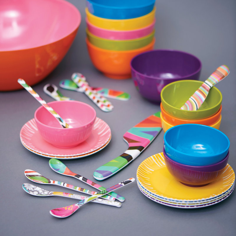 Colorful Abstract Melamine Round Appetizer Plates, Set of 6