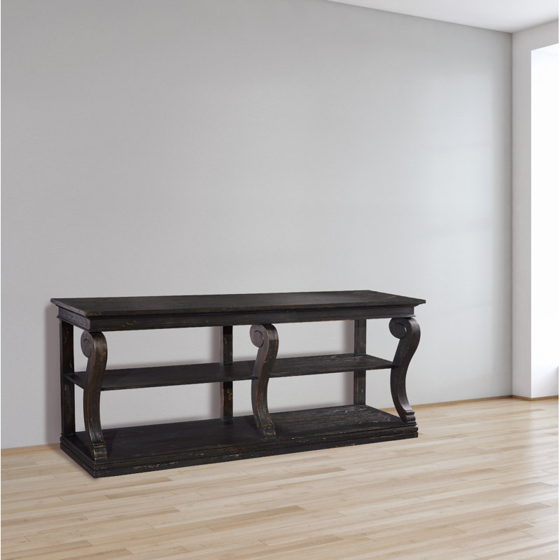 Elegant Traditional Black Mirrored Console Table with Storage