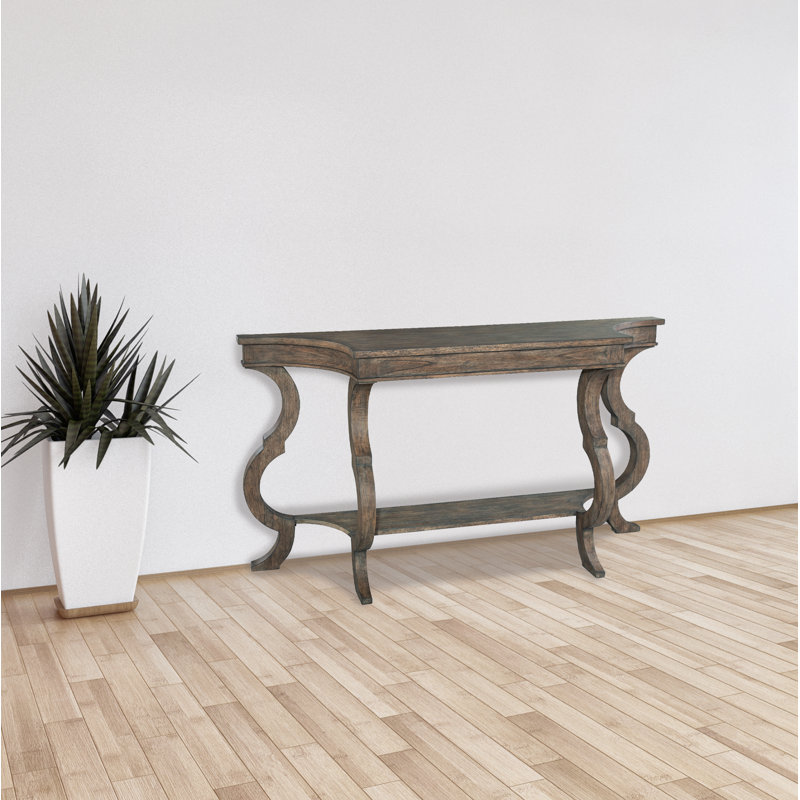 Lincoln Park Traditional Gray-Brown Demilune Console Table with Storage